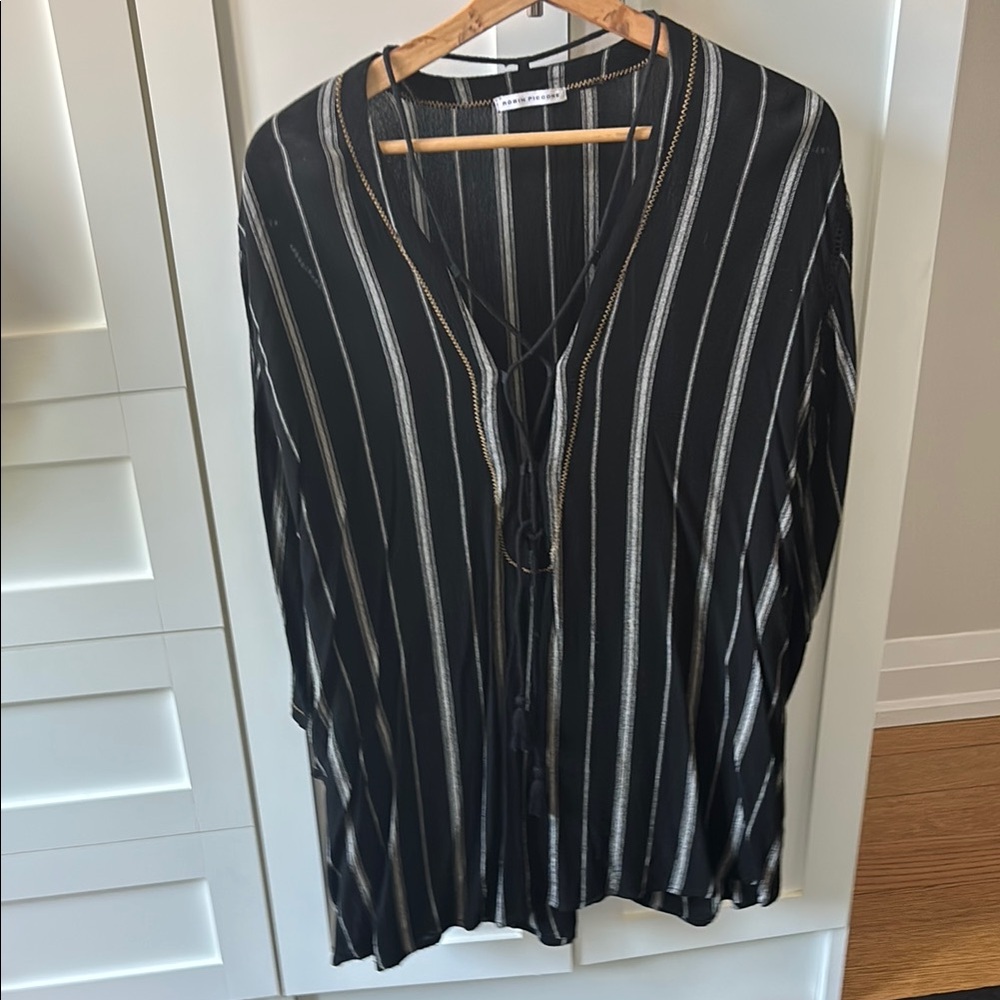 Robin Piccone Black Relaxed Button Down Swim Coverup